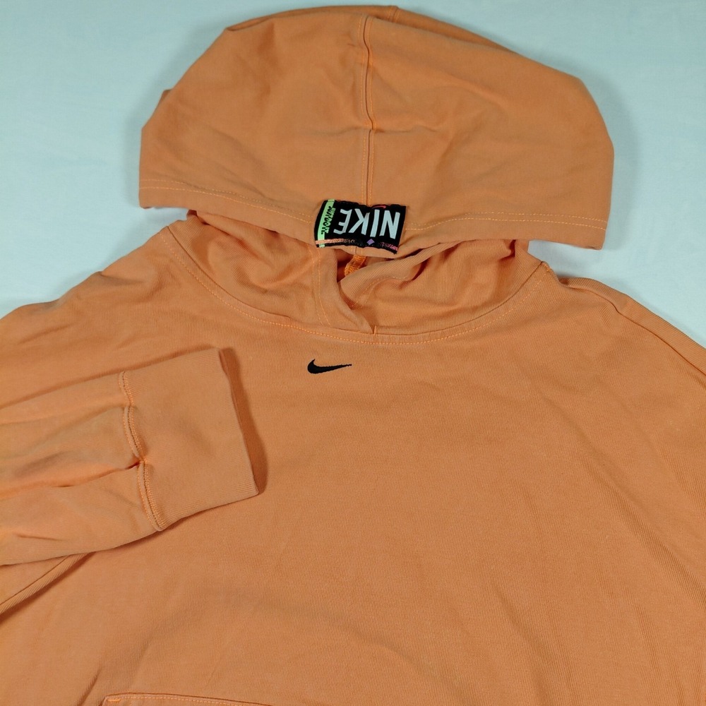 Nike Mens Sportswear Hoodie Orange Peach Embroidered Swoosh Pullover Medium‎